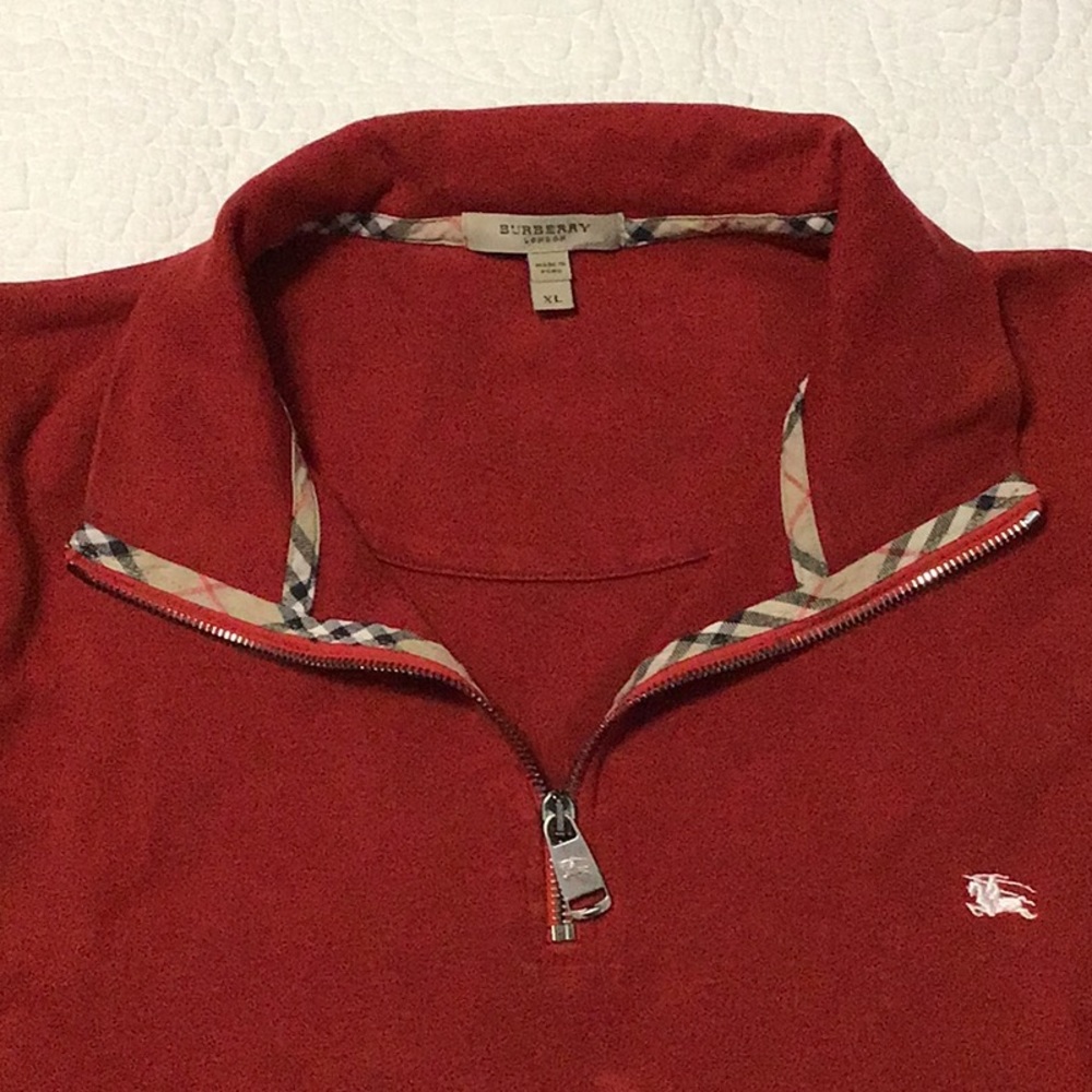 Burberry London Red Half Zip Pullover XL